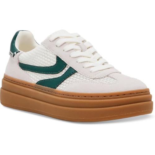 Steve Madden Women's Dodge Sneaker, White/Green, 8