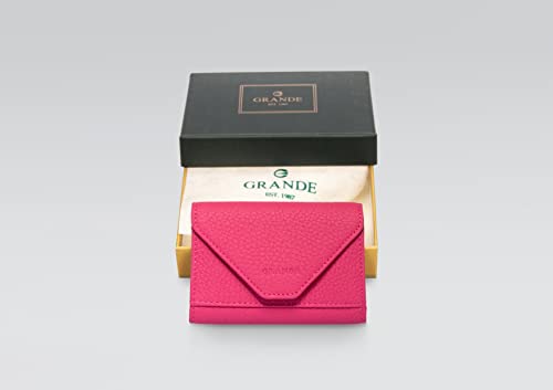 Image of grande 3639 Card Cases, Pink, Small, Leather Card Holder With Magnetic Closure, Small Women Accordion Wallet
