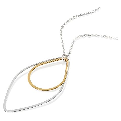 Stera Jewelry 925 Sterling Silver & 14k Gold-Filled Large Marquise Shaped Pendant Necklace, 60 cm Cover