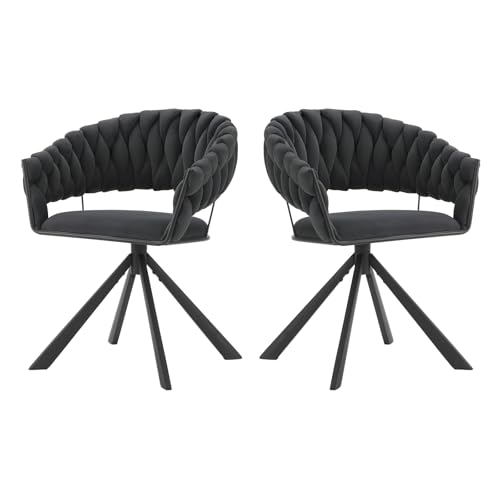 Design accattivante e moderno: Lo schienale intrecciato e scavato aggiunge una bellezza unica. Con una base girevole a forma di piramide, questa sedia da pranzo è piena di moda, diventando una decorazione originale per il vostro spazio