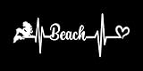 Makarios LLC Beach Heartbeat MKR Decal Vinyl Sticker |Cars Trucks Vans Walls Laptop|White|7.5 x 2.9