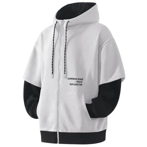 Catálogo para Comprar On-line Sudaderas con capucha - los más vendidos. 46 RUIZEHONG Hombres Zip Up Sudaderas con Capucha Color Block Sweatshirts Casual Loose Fit Ligero con Bolsillos Pullover Chaqueta con Capucha