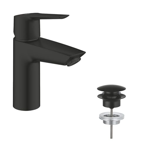 Grohe Start Grifo Mezclador Monomando Para Lavabo Quickfix Ahorro De Agua, Tamaño S, Ahorro De Energía, Montaje Rápido, Con Limitador De Temperatura , Negro Mate 235512432