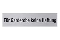 Metafranc Klebeschild Für Garderobe keine Haftung - 160 x 40 mm - Aus Aluminium - In moderner Edelstahl-Optik - Selbstklebende Rückseite / Beschilderung / Infoschild / Gewerbekennzeichnung / 507030