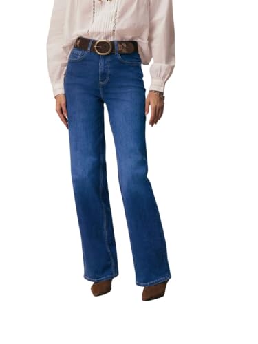 Image of KOTTY Women's High Rise Wide Leg Jeans|Cotton Blend Straight Fit Denim|Trendy Comfortable Casual Wear
