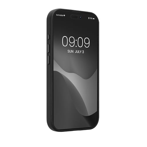 Image of kalibri Case Compatible with Apple iPhone 17 - Case Smooth Genuine Leather Hard Case Anti Slip Cover - Black