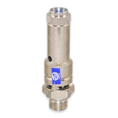 TÜV-Geprüftes Sicherheitsventil für Kompressoren - Überdruckventil, 16 bar, G 1/4", MS-vernickelt, für 15 bar Druckluftbehälter