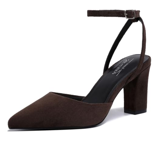 Image of Susanny Women's Heels Closed Pointed Toe Strappy Stiletto Pump Dressy Shoes