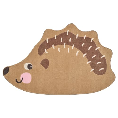 BRUMMIG rug, 94x150 cm, hedgehog shaped/brown