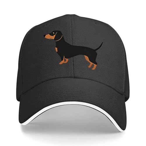 Casquette de baseball noire teckel avec dos respirant style snapback décontracté