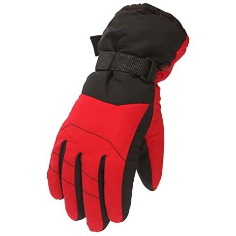 Yuemei 12-16 Years Old Winter Ski Gloves Waterproof Warm Kids Gloves Full Finger Gloves Sports Cycling for Unisex Kids (Red, M) Cover