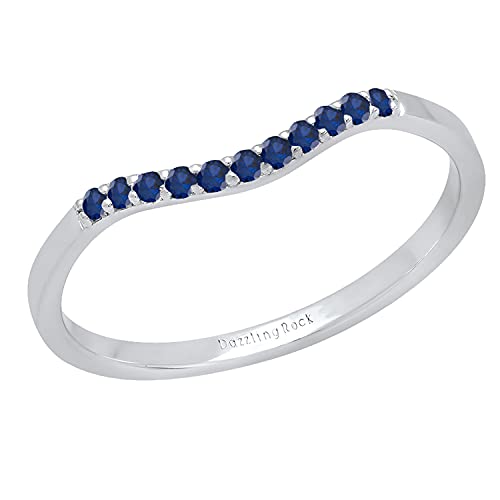 Dazzlingrock Collection Round Gemstone or Diamond 11 Stone Contour Stackable Wedding Band for Women in 925 Sterling Silver - Main Image