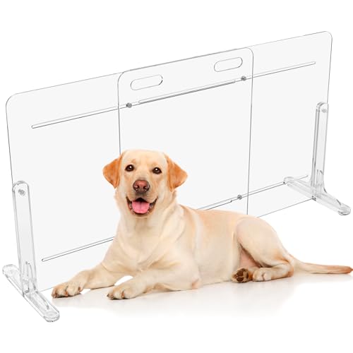 Clear Acrylic Dog Gate for Doorways & Stairs 28 Tall Freestanding No Drill Pet Gate Adjustable 40-70 Wide Transparent Indoor Dog Gate for Large Dogs with Stable Feet