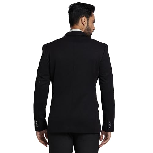 Image of Park Avenue Men's Super Slim Fit Pure Terylene Structure Pattern Notch Lapel Full Sleeve Formal Jacket
