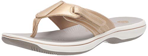Clarks Women's Brinkley Sail Flip-Flop, Gold Synthetic, 70 M US