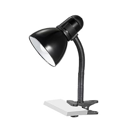 V- Light Black Adjustable Desk Lamp with Heavy Duty Clamp Clip, Flexible Gooseneck Lamp, Bed Light, Reading Lamp, or Study Light, 14 inches