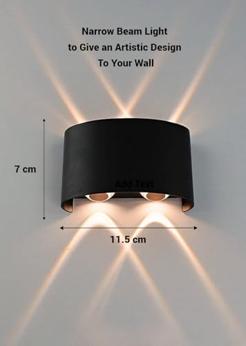 Image of FILLISKA aluminium LED Indoor /Outdoor NarrowBeam Wall Light, IP-65 Rainproof & Shockproof Body. (2Up 2Down Warmwhite NarrowBeam)