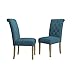 Roundhill Furniture Habit Solid Wood Tufted Parsons Dining Chair (Set of 2), Blue
