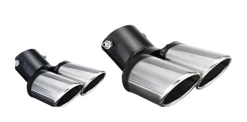 Tubo de escape cromado universal de 62 mm en acero inoxidable doble salida curva para coche