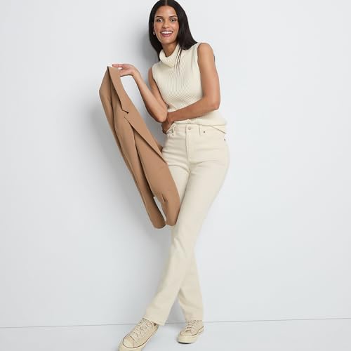 Lands' End Womens Recycled Denim MR Straight Leg Jean Natural Regular 12 324