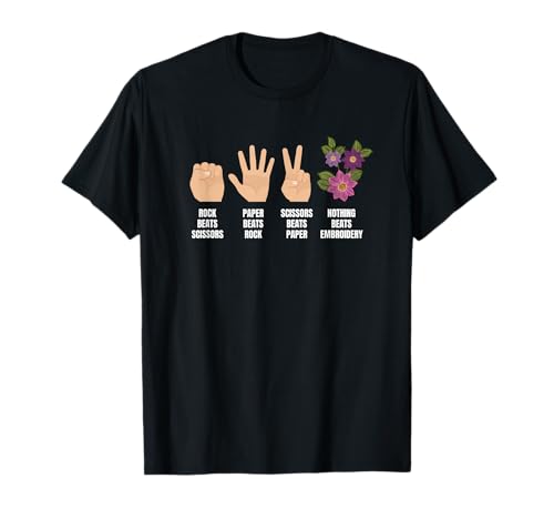 Tijeras de Papel de Roca Nada supera el Bordado Camiseta