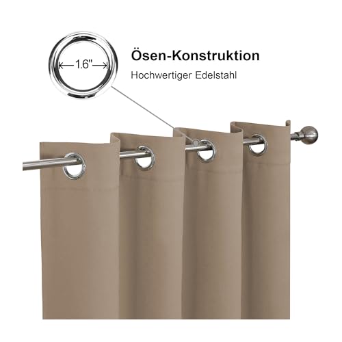 CUCRAF Vorhang Blickdicht Thermovorhang Kälteschutz 2er Set H225 x B140 cm Verdunklungsvorhänge Khaki Gardinen mit Ösen… – Ansicht 6