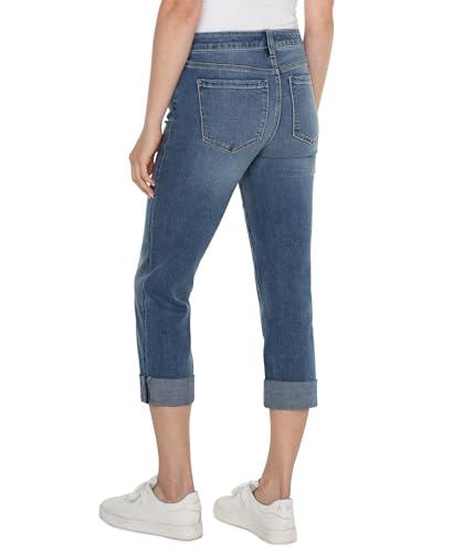 Liverpool Women's Charlie Mid-Rise Crop Wide Rolled Cuff Denim Jean 24"2