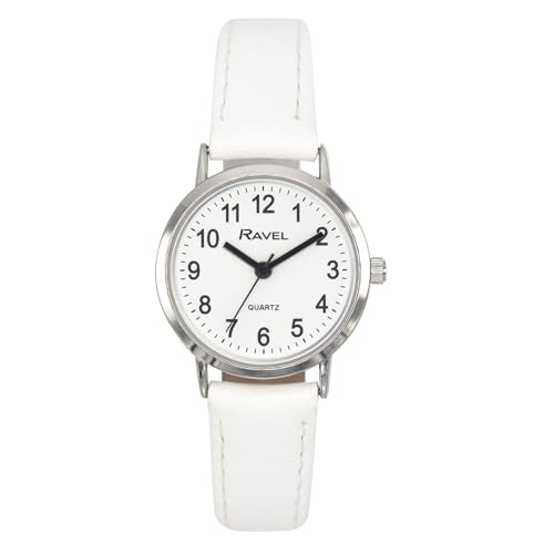 Ravel - Women's Classic Everyday Watch with Modern Numbers - Analogue Quartz - R0129.24.2 - White/Silver Tone/White Dial with Numbers