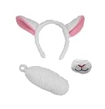 Nicky Bigs Novelties Adult White Lamb Costume Accessory Set - Sheep Ears Headband and Tail - Farm Animal Halloween Accessories, White, One Size