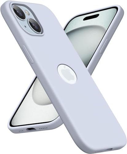 Image of VONZEE Microfiber Logo Cut Cover Compatible with iPhone 15 Plus Case, Liquid Silicone Full Body 4-Layer Protective Cover, Shockproof Back Case, High Raised Camera Lips, Slim Durable Phone Case, Mist