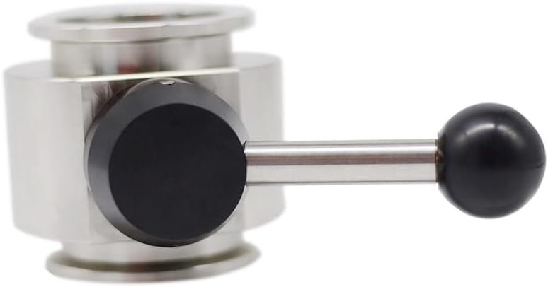 Sanitary Butterfly Valve, Inline, Lever Handle, Manual, 304 Stainless Steel, ISO-KF Interface, KF-40 NW-40 Vacuum Fittings, FKM/Viton Gasket Ring