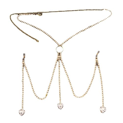 Cadena para cuerpo de plata con corazón de lágrima para ropa de fiesta