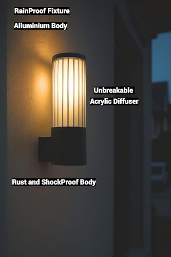 Image of FILLISKA LED Wall Light, 10 Watt, Indoor /Outdoor, Warm White, IP-65 Rated (MattBlack Cylindrical-699B)