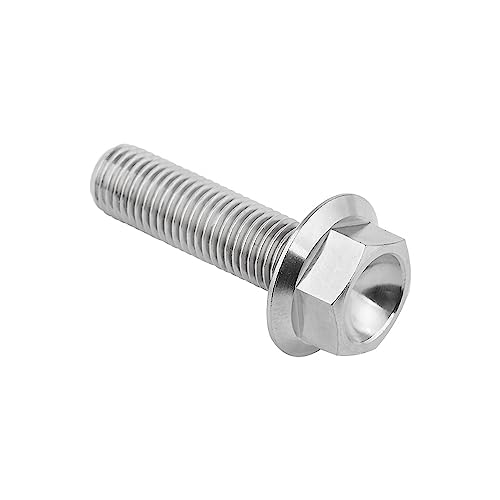Image of Ti Screws M10 x 20 25 30 35 40 45 50 55 60 65 70 75 80 90 100mm 1.25 Pitch Titanium Flange Hex Bolt Pack of 4 (Silver, M10x35mm)