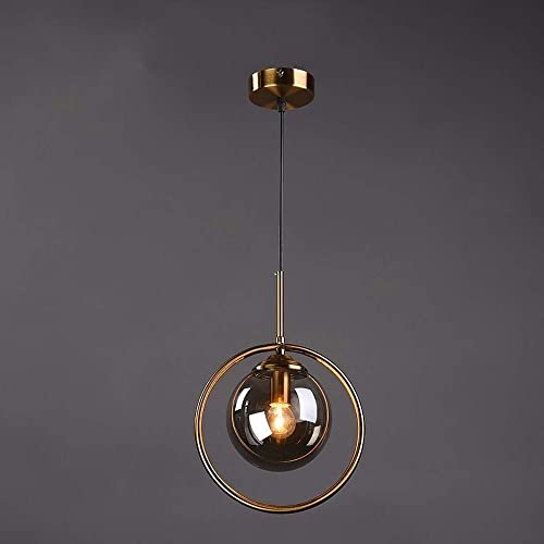 Lustre suspension en verre ambre et laiton vintage de luxe
