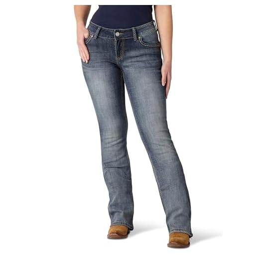 Wrangler Women's Retro Sadie Low Rise Stretch Boot Cut Jean, Medium Blue, 11-32