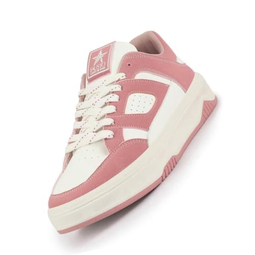 Image of FAUSTO Women Colorblocked Low Top Casual Shoes | Classic Lace-up Dress Sneakers | Memory Cushioned Insole