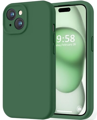Image of LOVE 3000 Compatible with iPhone 15 Case, [Smooth Silicone Full Coverage Camera] [8ft Drop Protection], Soft Microfiber Lining Full Body Protective Case for iPhone 15 6.1 inch - Green