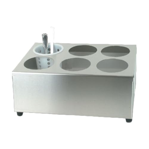 SLFC006 Flatware Cylinder Holder, 6 Hole, countertop, Rolled Edges, Stainless Steel