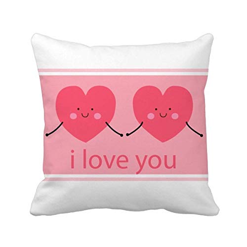 Coussin de insert cover 40x40cm rose et coeurs, oreiller canapé multicolore