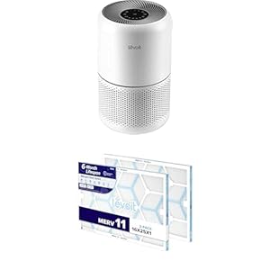 LEVOIT Air Purifier for Home,Core300-P, White + LEVOIT 16x25x1 AC Furnace Air Filter, MERV 11, 6-Month Pleated 1-Inch Air Filter, 2 Pack