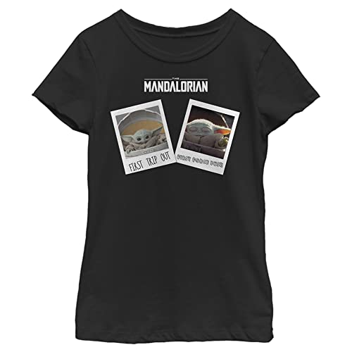 Girl's Star Wars: The Mandalorian Grogu Firsts Portraits T-Shirt - Black - Medium