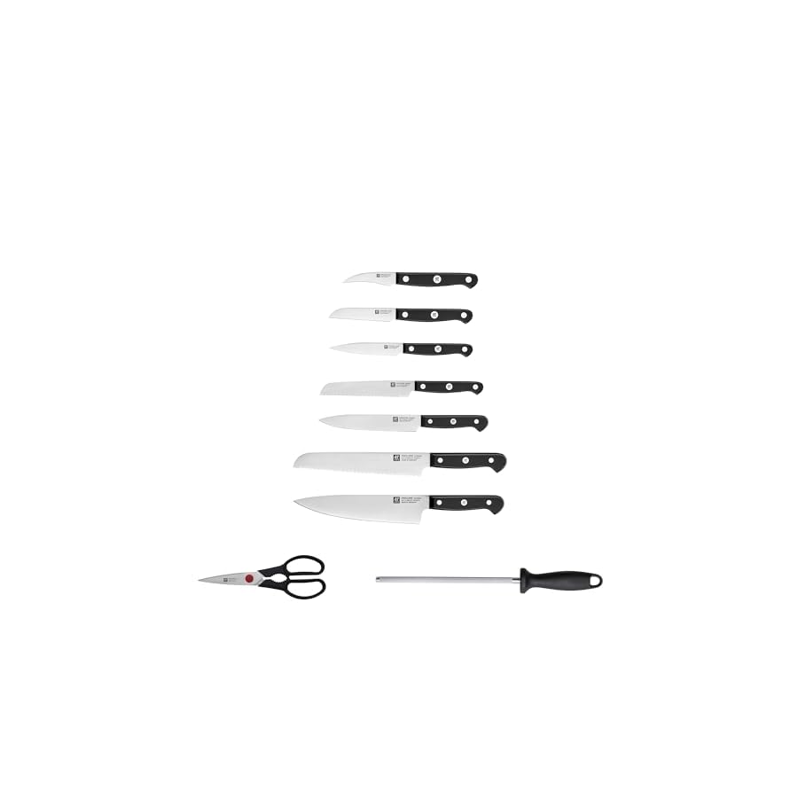 ZWILLING Gourmet 10-Piece Razor-Sharp German Knife Block Set, Made in Company-Owned German Factory with Special Formula Steel perfected for almost 300 Years, Dishwasher Safe, Acacia Block