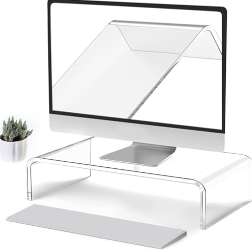 Support écran acrylique transparent réhausseur de bureau robuste pour écran PC et ordinateur - 8