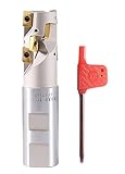 Accusize Industrial Tools 1'' Heavy Duty Helical Indexable Weldon Shank End Mill, Apkt11t3 Carbide Inserts, 1'' by 1'' by 4-1/4'', 5508-0002