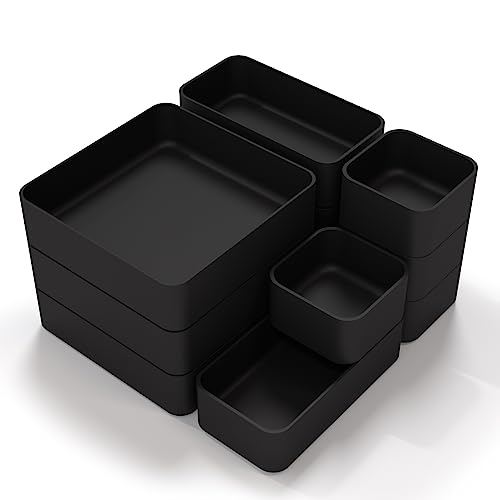 11-Piece Stackable Drawer Organizer Set, Multi-size Desk Drawer Organizer Trays