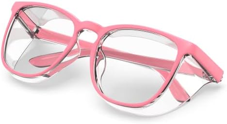 MEIGIX Safety Glasses Anti Fog Anti Scratch Stylish Safety Glasses With Side Shields, Cute Safety Goggles For Women/Men(1 Pair) (Light Pink)