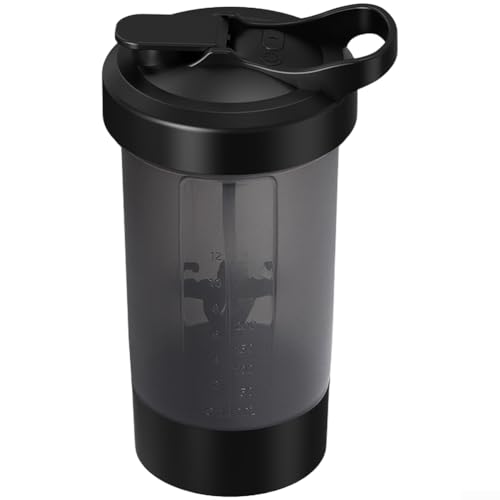 Botella mezcladora eléctrica de 600 ml con función de mezcla de un solo toque y recipiente interno separado para uso de proteínas en movimiento (negro)