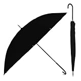 BESCH Paraguas Largo Clásico Grande Automático y Resistente al Viento (Negro 16 Varillas Mango Fino)