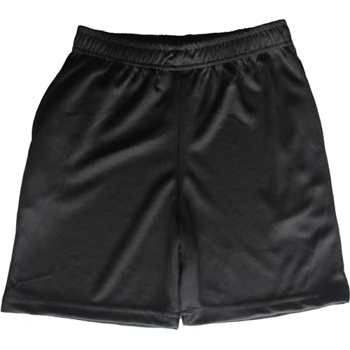 Image of RISH - Sports Black Shorts for Kids Boys and Girls with Side Pockets | Relaxed Fit Dry Fit Fabric Short Pants
